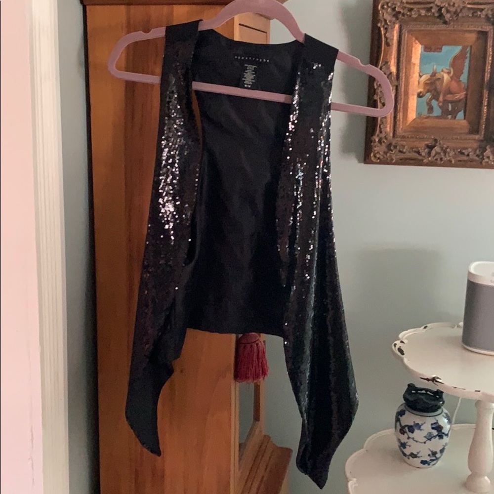 Sparkly Black Sequin Vest